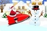 Père Noël en scooter des neiges Père Noël en scooter des neiges